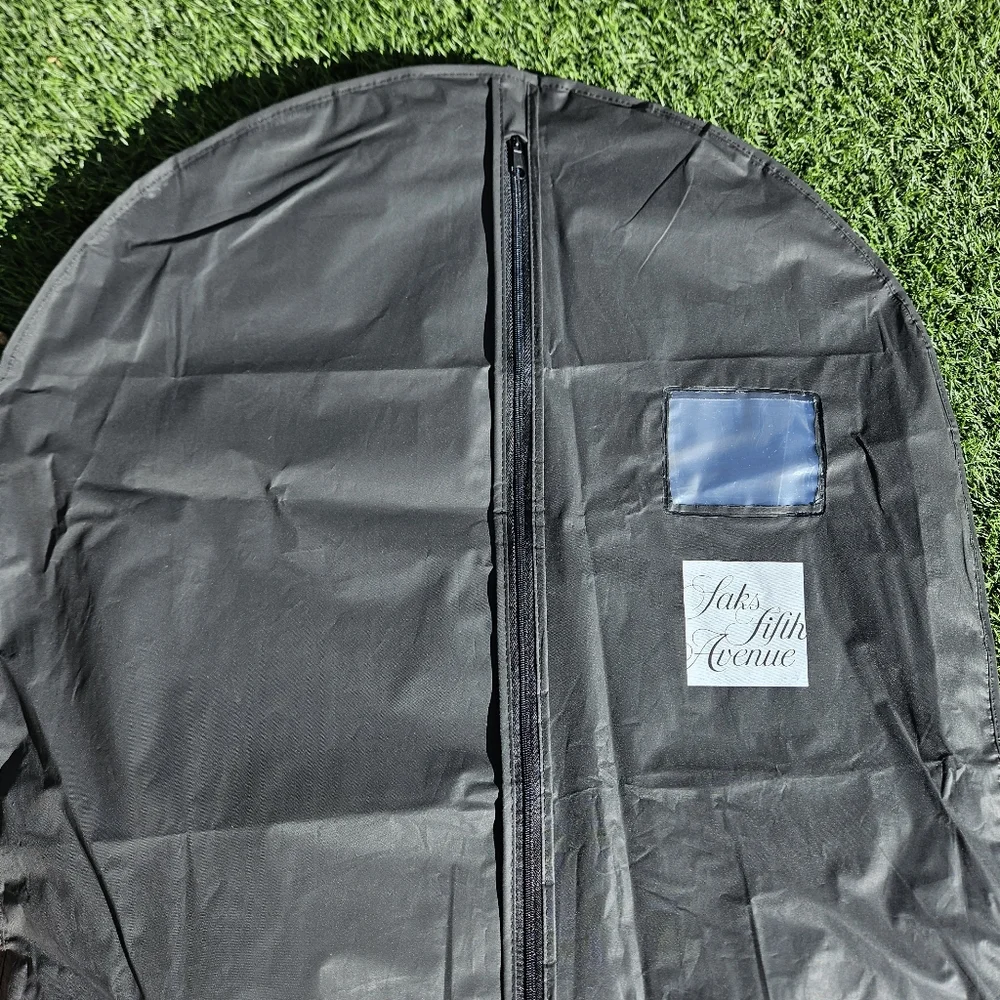 Saks Fifth Avenue Solid Black Canvas Garment Bag 23x55